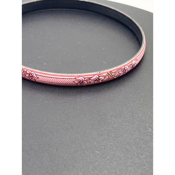 Michaela Frey Team Vintage Pink Mauve Flowers Austria Enameled Bangle Bracelet - Picture 7 of 7